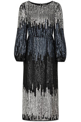 Lena Black Sequin Midi Dress